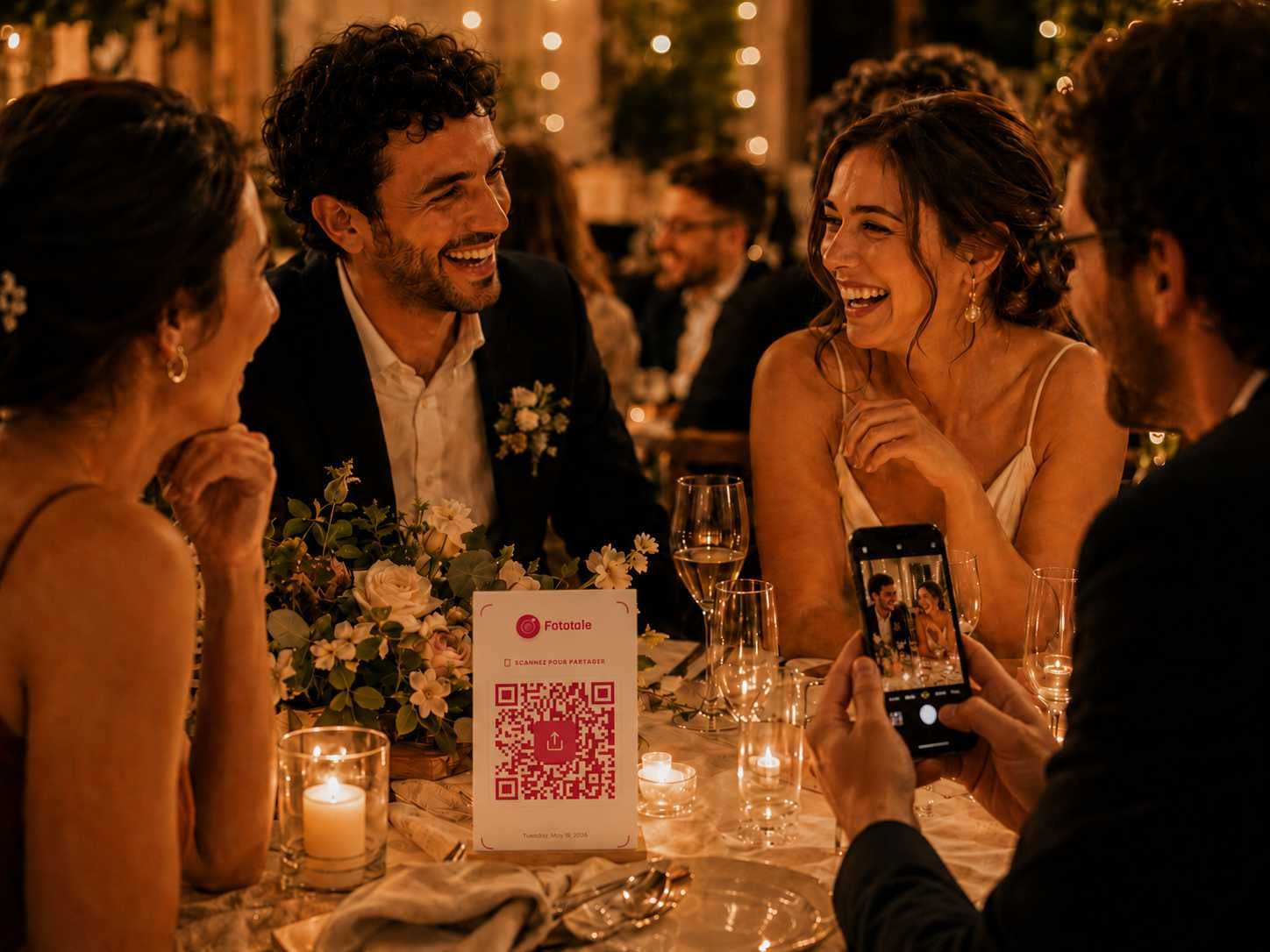 Une invitée capture l'instant avec son téléphone