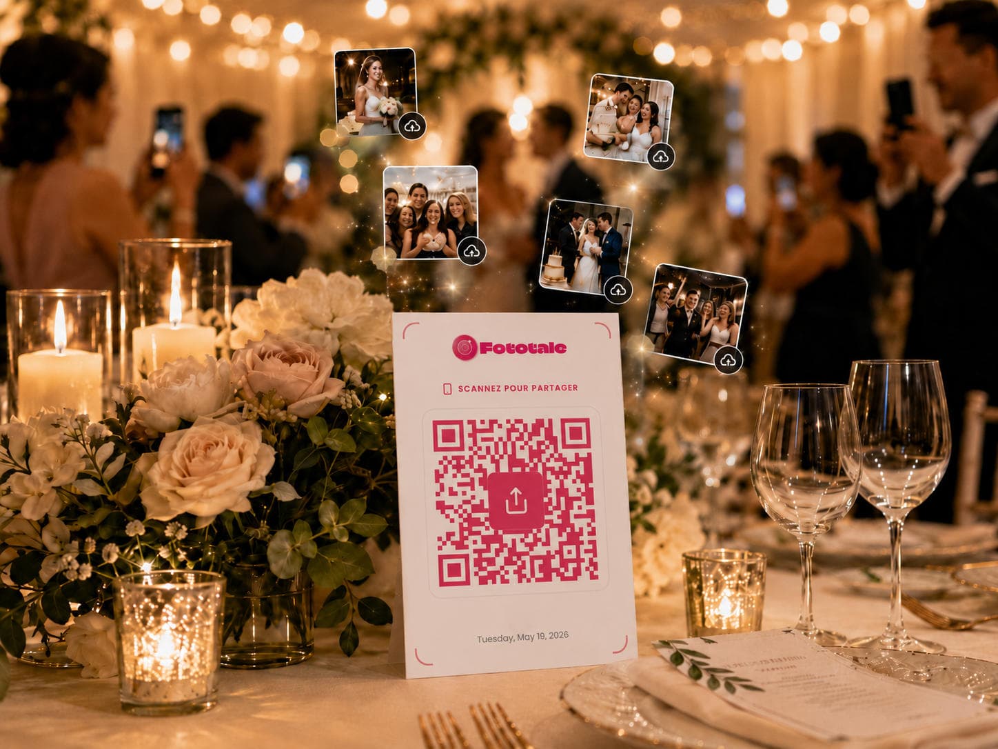 Des invités qui font la fête à un mariage